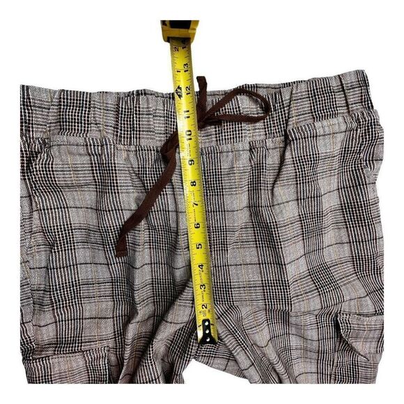 Tinseltown Cargo Pants Women's XL Brown Gray Plaid High Rise Pull-On Drawstring - Picture 5 of 10